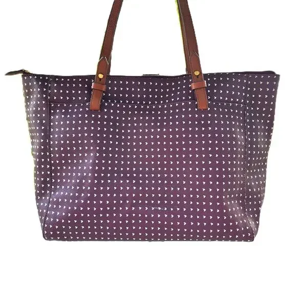 Fossil Rachel Hearts Vegan Leather Tote & BiFold Wallets Set